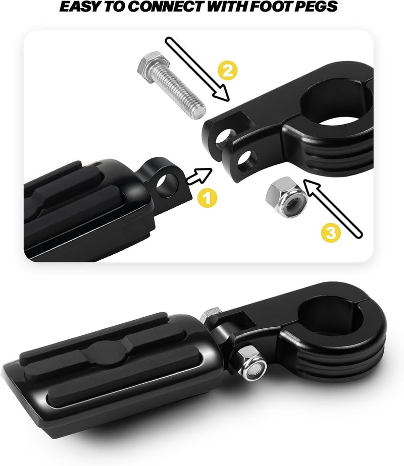 VASTMT Replacements Highway Pegs Mount Kit Foot Peg Mounting Kits Clamps for 1.25" 1-1/4" Engine Guards Fit for Electra Glide Road King Street Glide Sportster Softail Models - Image 4